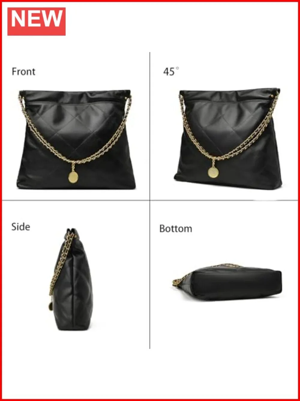 Quilted Lambskin Leather Tote Bag Designer Hobo Purse